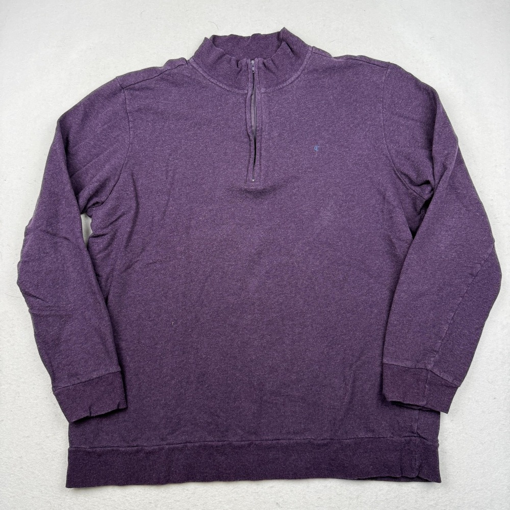 Criquet Sweater Mens XL Purple Quarter Zip Pullover Cotton Mock Neck Logo Golf‎